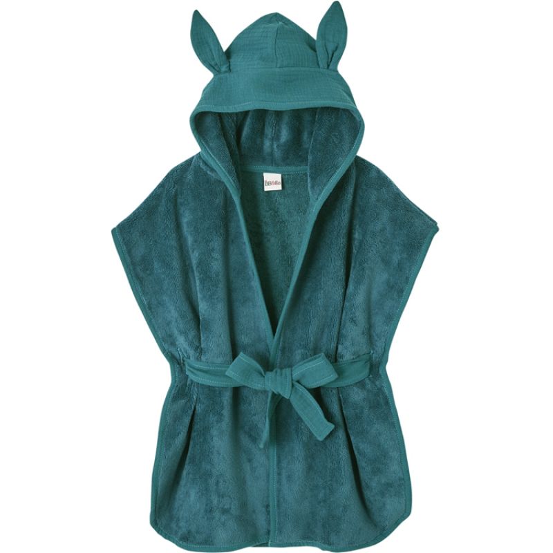 Peignoir en éponge de bambou vert paon (2-4 ans) BB & Co