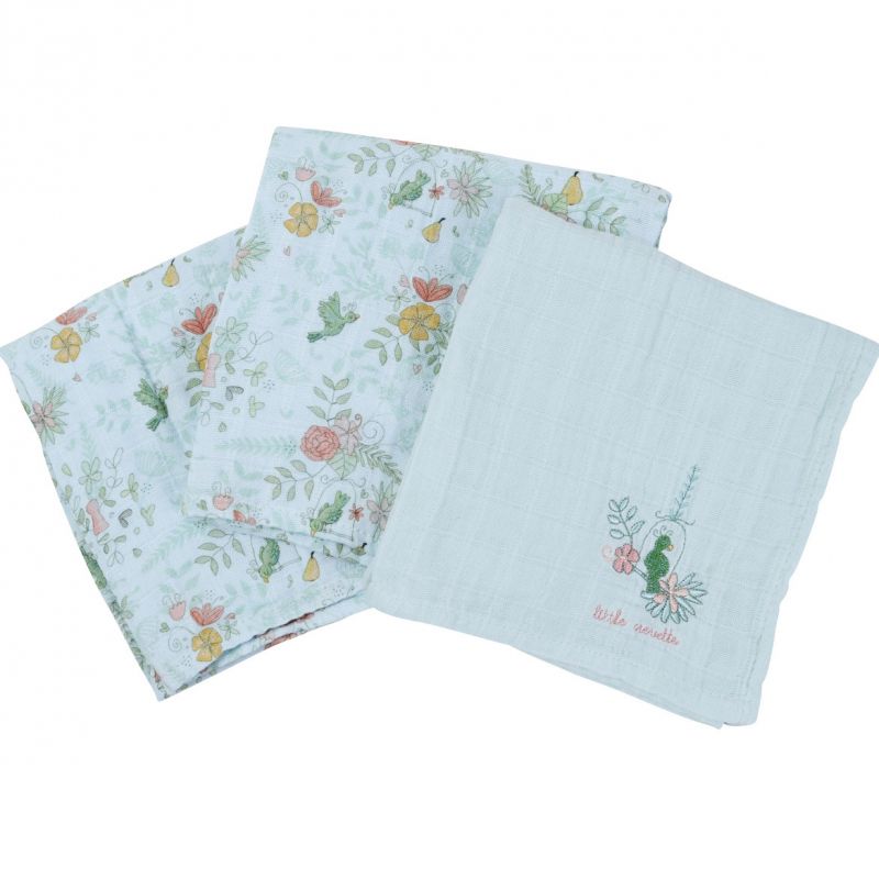 Lot de 3 langes Paradis (60 x 60 cm) Little Crevette