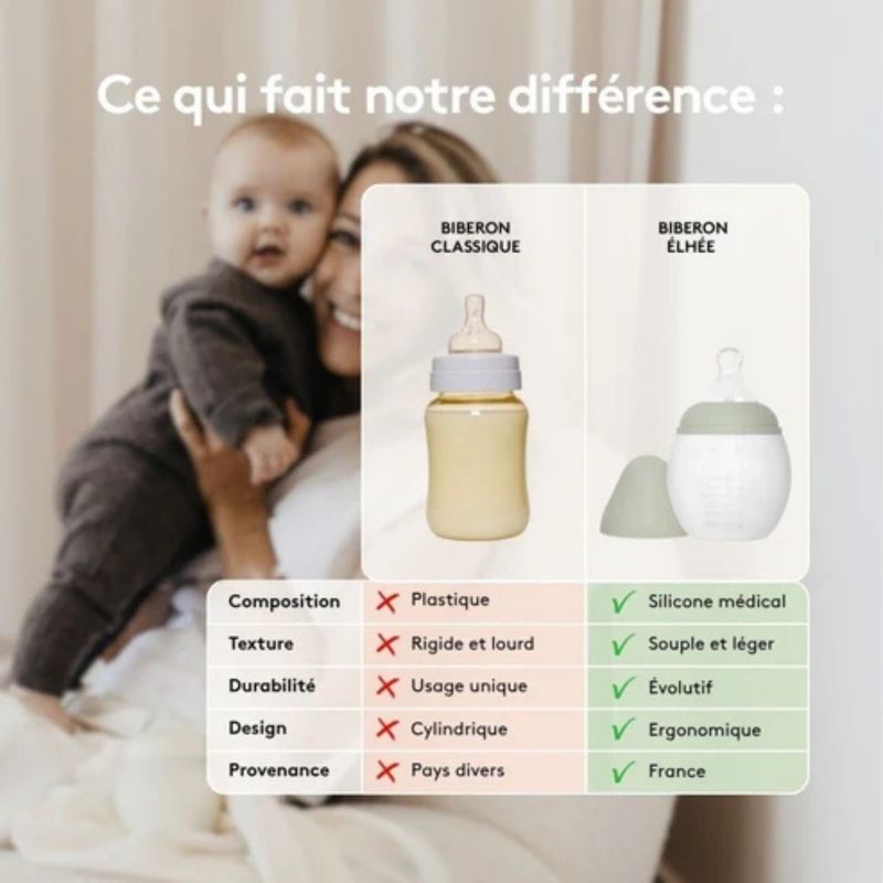 Biberon anti-colique en silicone Mocha Mousse (150 ml) Elhée Ambiance 3