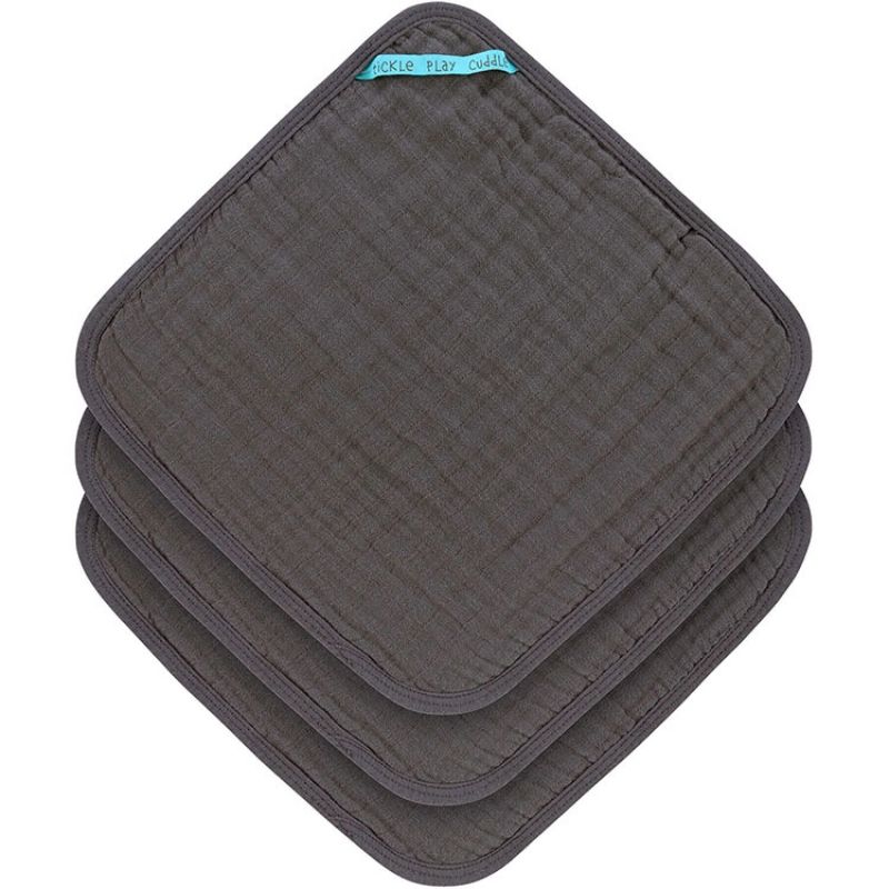 Lot de 3 débarbouillettes en mousseline gris anthracite (30 x 30 cm) Lässig