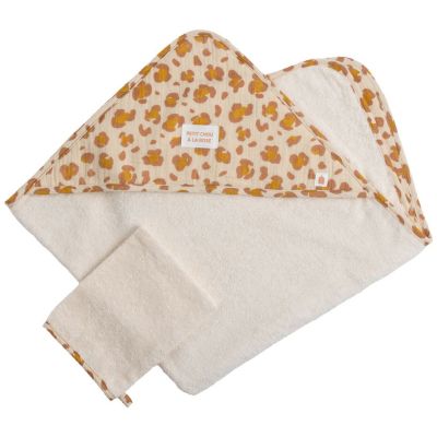 Cape de bain + gant de toilette Petit Chou Sauthon