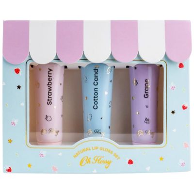 Coffret de 3 Lipgloss parfumés (fraise, barbe à papa et raisin)