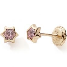 Boucles d'oreilles Etoile rose (or jaune 375°)  par Baby bijoux