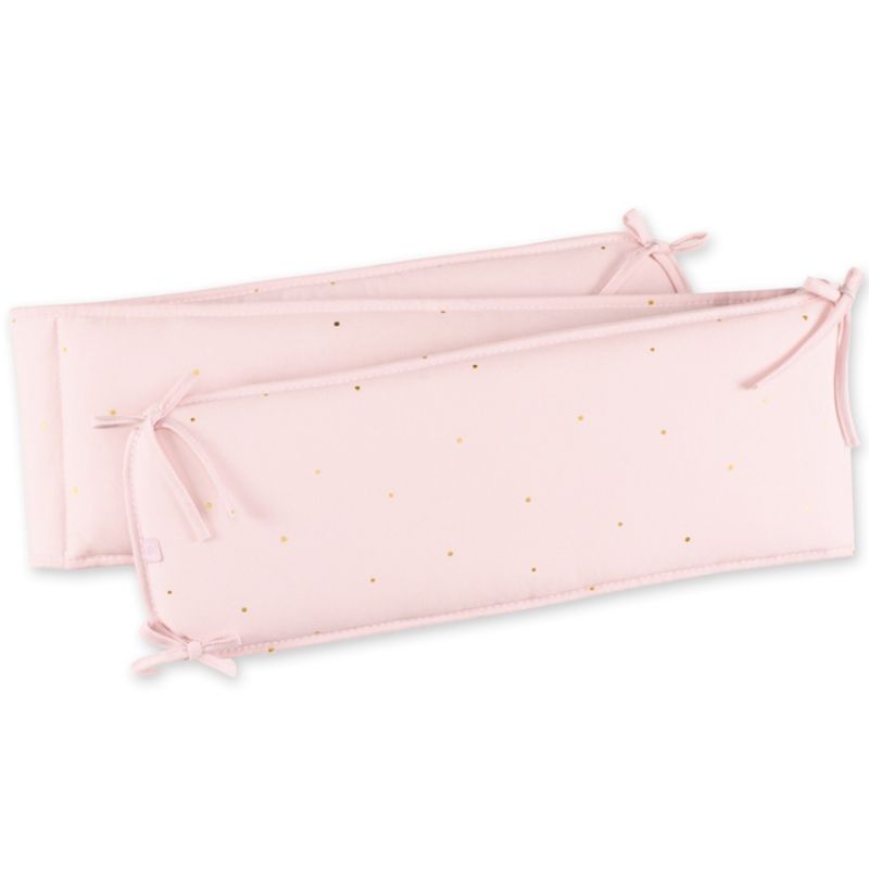 Tour de lit réversible Prety rose clair pois dorés (pour lits 60 x 120 cm et 70 x 140 cm) Bemini