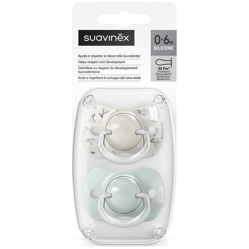 Lot de 2 sucettes symétriques SXPro Birdies Vert (0-6 mois) Suavinex Packaging 6