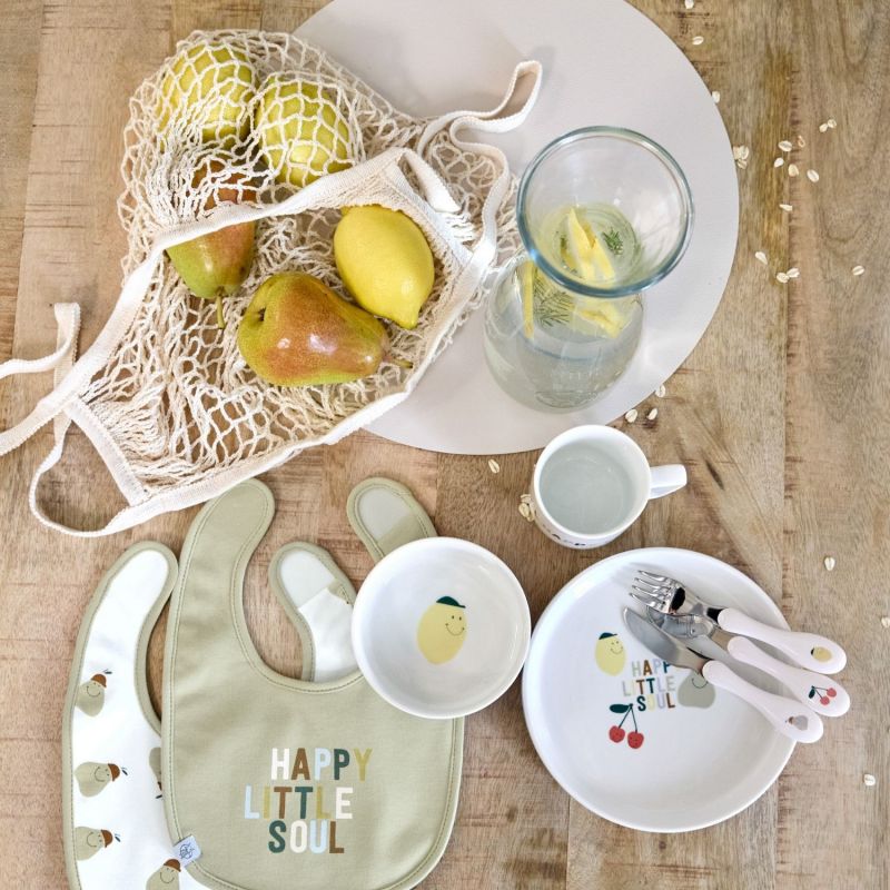 Lot de 5 bavoirs coton bio Happy Fruits Citron Lässig Ambiance 7