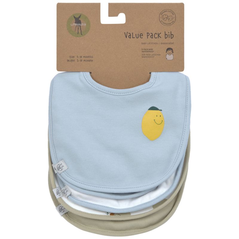 Lot de 5 bavoirs coton bio Happy Fruits Citron Lässig Packaging 8