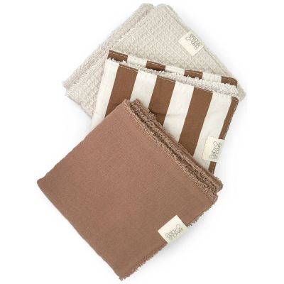 Lot de 3 lingettes Caramel Sailor (28 x 28 cm)