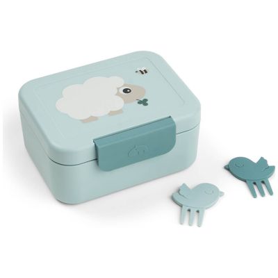 Boîte à goûter avec piques snack Tiny farm Bleu