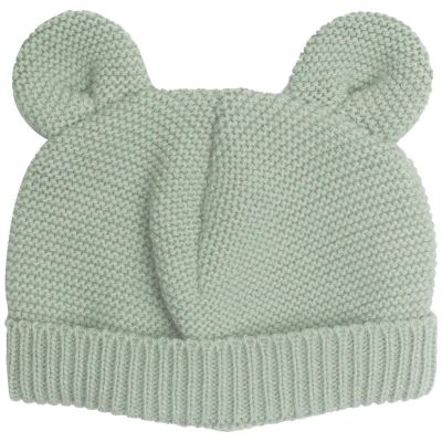 Bonnet de naissance Ours en maille Vert Olive (0-1 mois) Trois Kilos Sept