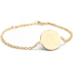 Bracelet chaîne médaille Scorpion personnalisable (plaqué or) - Petits trésors