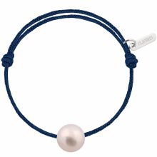 Bracelet enfant Baby Pearly cordon bleu marine perle blanche 7mm (or blanc 750°)  par Claverin