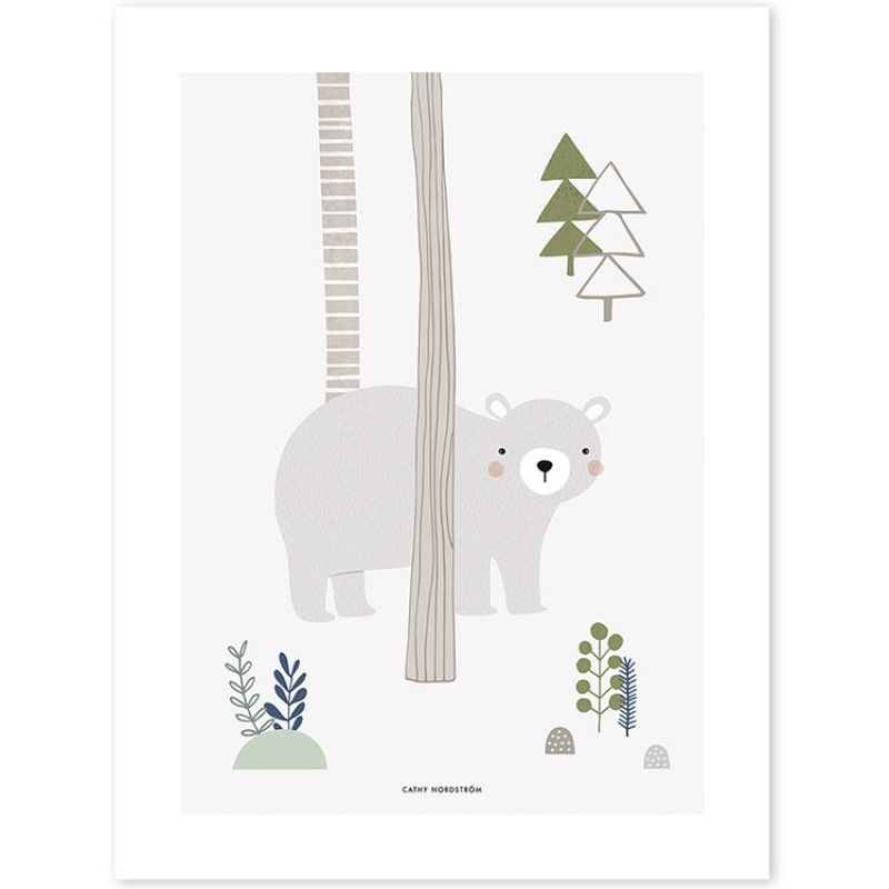 Affiche ours gris In the woods (30 x 40 cm) Lilipinso