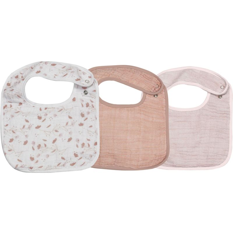 Lot de 3 bavoirs naissance à pression Rose et Lili Trois Kilos Sept