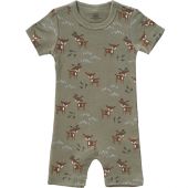 Pyjama léger en coton bio Deer olive (0-3 mois : 50 à 60 cm)