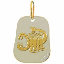 Médaille trapèze signe Scorpion 18 mm (or jaune 750° et acier)  par Maison Augis