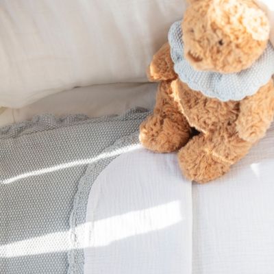 Nid d'ange tricot bleu