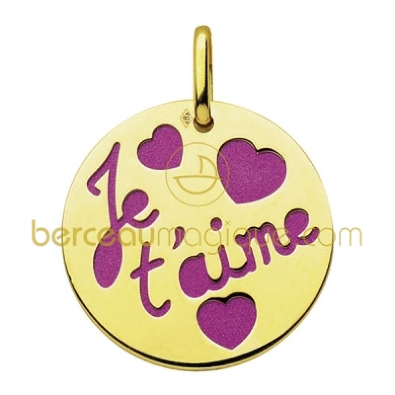 Médaille je t'aime or jaune et couleur Maison Augis
