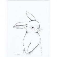 Affiche encadrée lapin de face (30 x 40 cm)