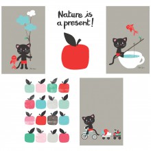 5 cartes décoratives Moka & pom by Chloe Lefeuvre  par Lilipinso