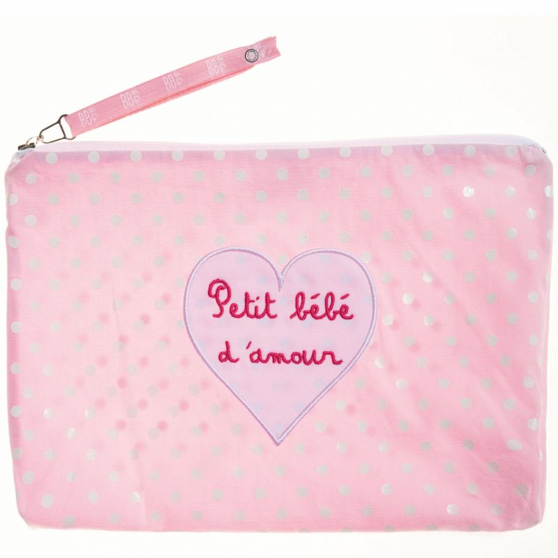 Pochette bébé brodée Petit bébé d’amour rose BB & Co