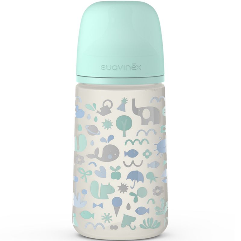 Biberon avec tétine symétrique SX PRO M Mémories aigue-marine (270 ml) Suavinex