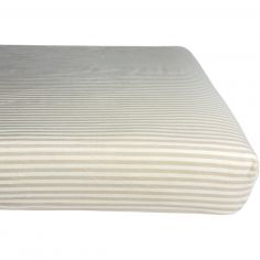 Drap housse percale de coton Rayé Lin (60 x 120 cm) - Kadolis