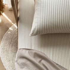 Drap housse percale de coton Rayé Lin (60 x 120 cm)