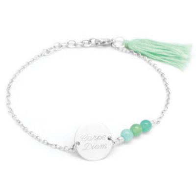 Bracelet femme Bahia vert d'eau argent 925° (personnalisable) Petits trésors
