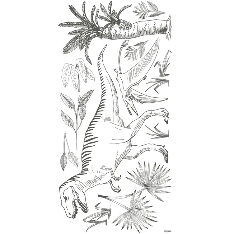 Grand sticker dinosaures et palmiers (130 x 64 cm) Lilipinso