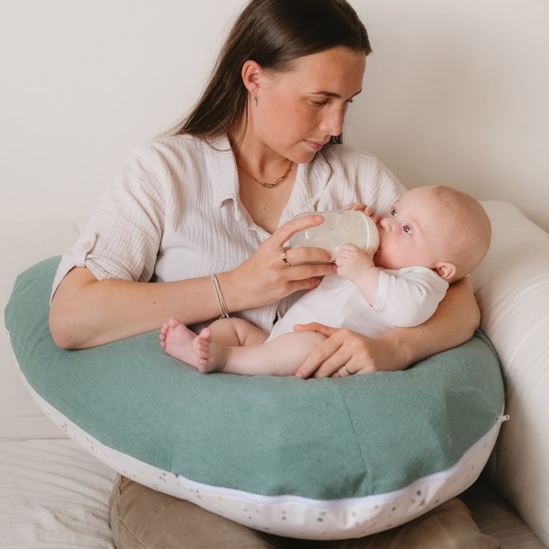 Coussin de grossesse Multirelax éponge vert menthe pois Tinéo Ambiance 2