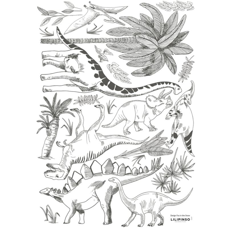 Stickers dinosaures et végétaux (29,7 x 42 cm) Lilipinso