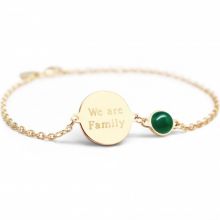 Bracelet femme médaille agate verte plaqué or (personnalisable)  par Petits trésors