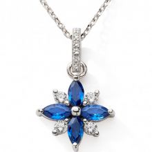 Collier Fleur bleue 42 + 3 cm (argent)  par Baby bijoux