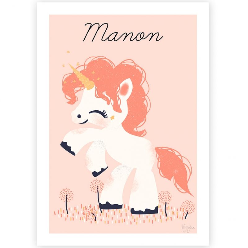Affiche A4 La licorne magique (personnalisable) Kanzilue