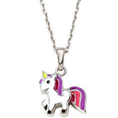 Collier Licorne rose 42 cm (argent) - Baby bijoux