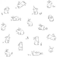 Papier peint motif lapins éparses (10 m)
