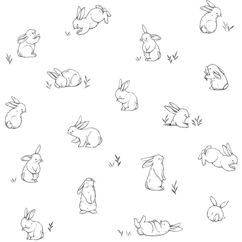 Papier peint motif lapins éparses (10 m) Lilipinso