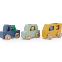 Lot de 3 voitures animaux en bois - Trixie