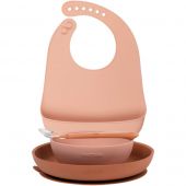 Coffret repas en silicone rose (4 pièces)