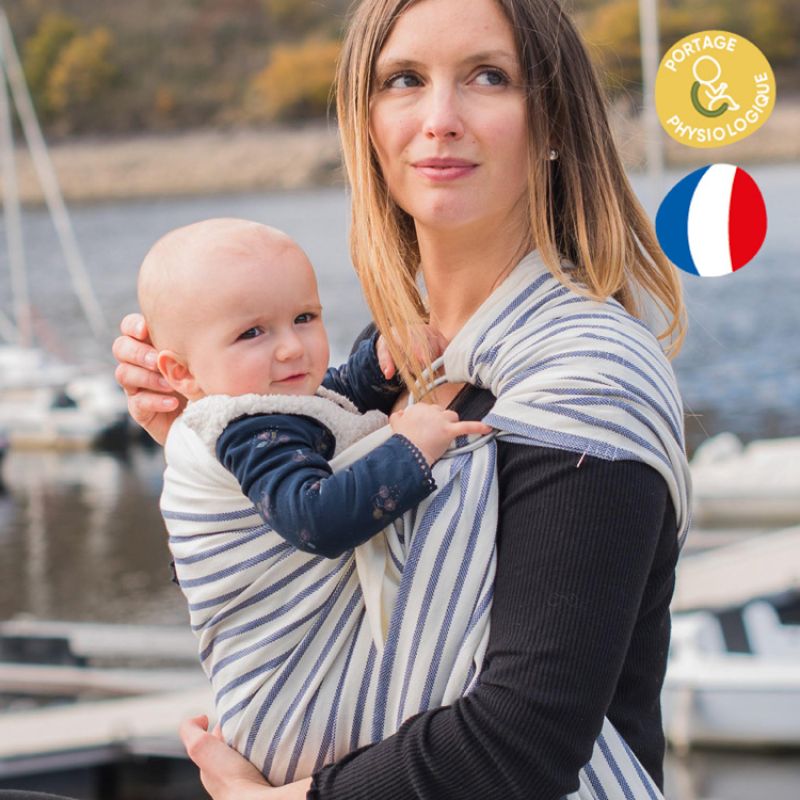 Image d'ambiance de présentation du produit Echarpe de portage Sling sans noeud tissé en coton bio Malo - NéoBulle