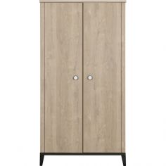 Armoire 2 portes en chêne blond noir Marcel - Galipette
