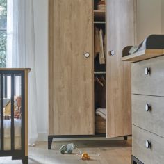 Armoire 2 portes en chêne blond noir Marcel