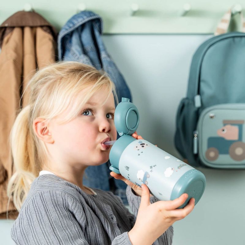 Gourde à paille isotherme Tiny farm Bleu (340 ml) Done by Deer Ambiance 1