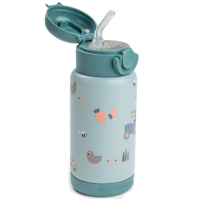 Gourde à paille isotherme Tiny farm Bleu (340 ml) Done by Deer Produit 4