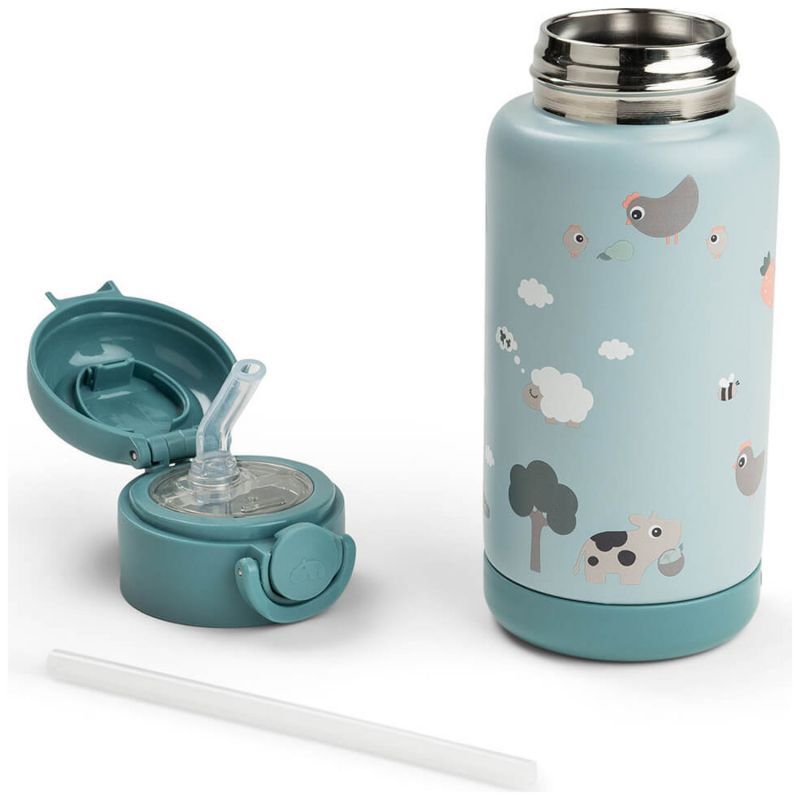 Gourde à paille isotherme Tiny farm Bleu (340 ml) Done by Deer Produit 5