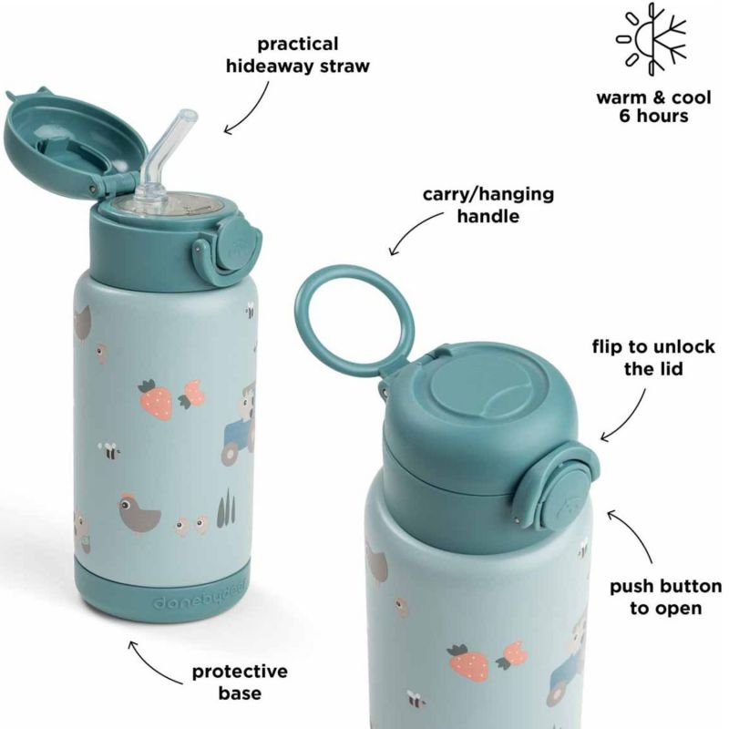 Gourde à paille isotherme Tiny farm Bleu (340 ml) Done by Deer Produit 7