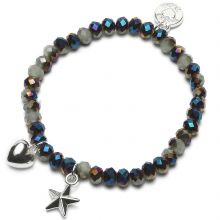 Bracelet Charm perles multicolores charm duo étoile et coeur  par Proud MaMa