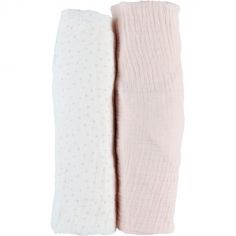 Lot de 2 draps housses en mousseline de coton rose clair (60 x 120 cm)