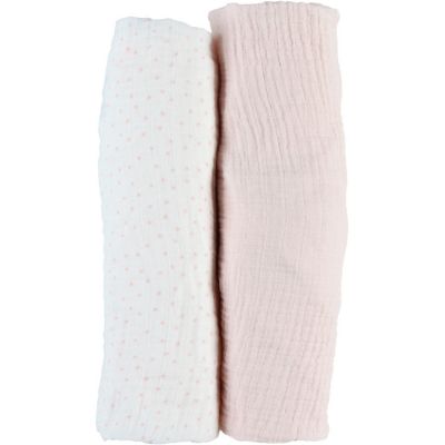 Lot de 2 draps housses en mousseline de coton rose clair (60 x 120 cm) Noukie's